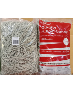 Elastice pentru bani, 60% cauciuc, 1kg/punga, D 60, grosime 1.5mm x 1.5mm, Optima - albe