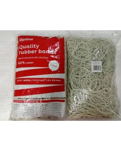 Elastice pentru bani, 60% cauciuc, 1kg/punga, D 80, grosime 1.5mm x 1.5mm, Optima - albe