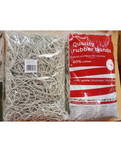 Elastice pentru bani, 60% cauciuc, 1kg/punga, D 90, grosime 1.5mm x 1.5mm, Optima - albe