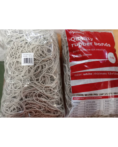 Elastice pentru bani, 60% cauciuc, 1kg/punga, D120, grosime 1.5mm x 1.5mm, Optima - albe