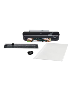 Set crafting GBC, 4 in 1, include laminator Insipre+ A4, trimmer, rotunjitor, 5 folii laminare A4, negru