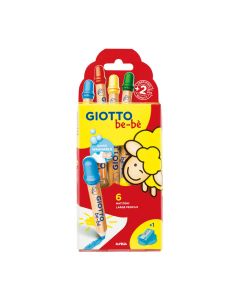 Creioane colorate jumbo + ascutitoare, 6 culori/cutie, GIOTTO be-be
