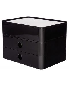 Suport cu 2 sertare + cutie ustensile HAN Allison Smart Box Plus - negru jet