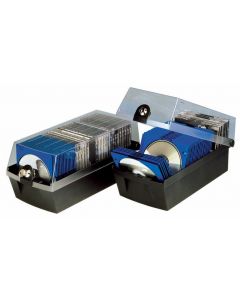 Cutie plastic pentru 60 CD/DVD, cu cheita, HAN Max 60 - negru