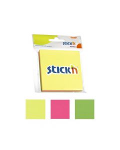 Notes autoadeziv 76 x 76 mm, 3 x 50 file/set, Stick"n - 3 culori fosforescente