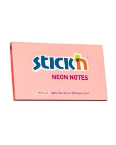 Notes autoadeziv 76 x 127 mm, 100 file, Stick"n - corai neon