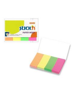 Stick index hartie color 50 x 20 mm, 4 x 50 file/set, Stick"n - 4 culori neon