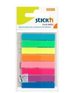 Stick index plastic transparent color 45 x 8 mm, 8 x 20 file/set, Stick"n - 8 culori neon