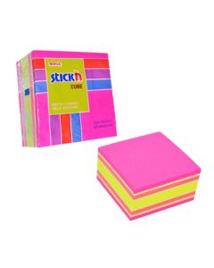 Cub notes autoadeziv 76 x 76 mm, 400 file, Stick"n - neon/pastel asortate