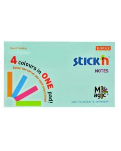 Magic notes autoadeziv 76 x 127 mm, 100 file, Stick"n Magic Notes - 4 culori pastel