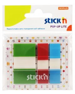 Film index autoadeziv 45 x 12mm + 45x25mm, 3x20file, dispenser, Stick"n Pop-up Lite-3 cul. trans/neo