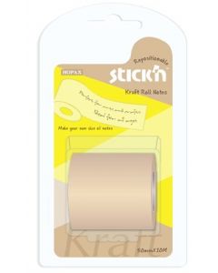 Notes autoadeziv in rola, cu dispenser, 50 mm x 10 m, Stick"n - kraft