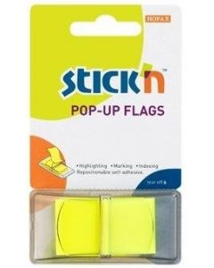 Film index autoadeziv 45 x 25mm, 50 file/set, cu dispenser, Stick"n Pop-up - galben