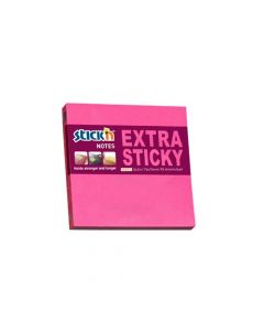 Notes autoadeziv extra-sticky 76 x 76mm, 90 file, Stick"n - magenta neon
