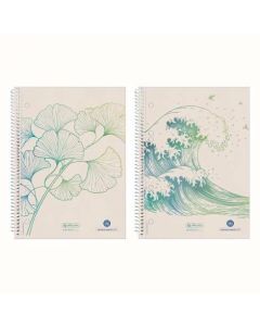CAIET A5 70F SPIRALA PATRATELE MOTIV GINKGO GREENLINE