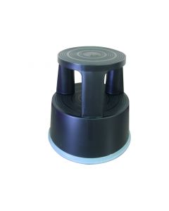 Taburet plastic cu rotile, pentru rafturi inalte, Q-Connect - negru