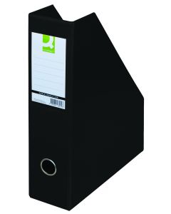 Suport reviste, carton plastifiat PVC, latime 76mm, Q-Connect - negru