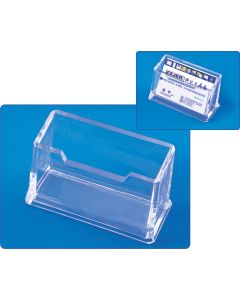 Suport plastic pentru 1 set carti de vizita, pentru birou, KEJEA - transparent
