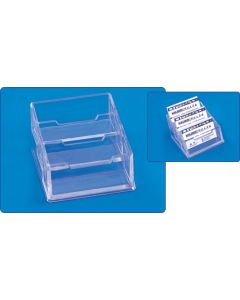 Suport plastic pentru 3 seturi carti de vizita, pentru birou, KEJEA - transparent