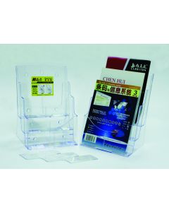 Display plastic pentru brosuri, de birou/perete, 3 x A4-portrait, KEJEA - transparent