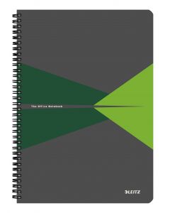 Caiet de birou Leitz Office, PP, FSC, reciclabil, A4, 90 coli, cu spira, dictando, verde
