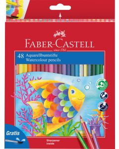CREIOANE COLORATE ACUARELA 48 BUC + PENSULA FABER-CASTELL