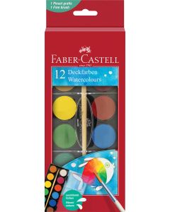 ACUARELE 12 CULORI 30MM + PENSULA 2023 FABER-CASTELL