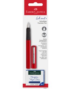 BLISTER STILOU SCOLAR ROSU + 6 CARTUSE FABER-CASTELL