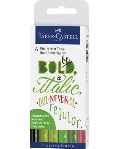 PITT ARTIST PEN SET CALIGRAFIC 6 BUC VERDE FABER-CASTELL