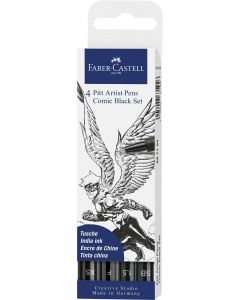PITT ARTIST PEN SET 4 COMIC NEGRU FABER-CASTELL