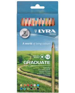 Creioane colorate LYRA Graduate Graphite, 12 culori/cutie