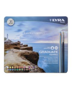 Creioane colorate LYRA Graduate Aquarell, 24 culori+pensula/cutie metalica