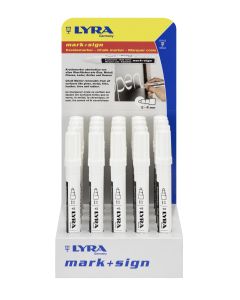 Display markere cu creta, LYRA, pentru table de scris, varf 2-4mm, 20 buc/display - albe