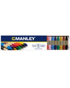 Creioane cerate, cutie carton, 15 culori/cutie - Manley