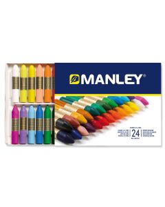 Creioane cerate, cutie carton, 24 culori/cutie - Manley