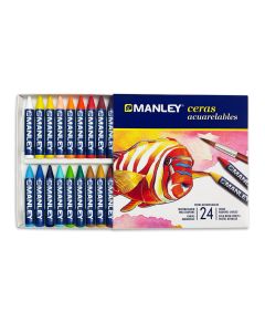 Creioane cerate pe baza de apa-Manley, cutie carton, metalice, 24 culori/set