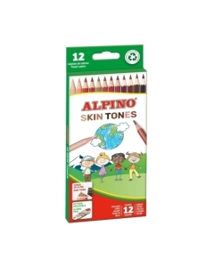 Creioane colorate, cutie carton, 12 culori/set, ALPINO - Skin Tones