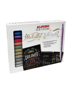 Set caligrafie 12 markere metalice cu 2 capete,  ALPINO  Color Experience