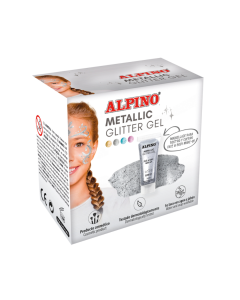 Make-up lichid, 14ml, ALPINO Metallic Glitter - argintiu