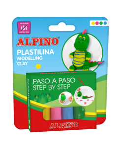 Plastilina 4 x 25 gr,  ALPINO Dino