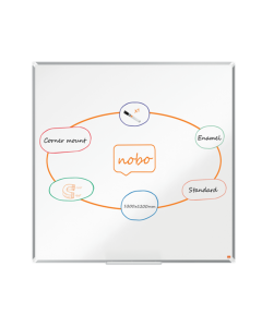 Tabla NOBO Premium Plus, otel lacuit, 120x120 cm, magnetica, include marker si tavita, alb
