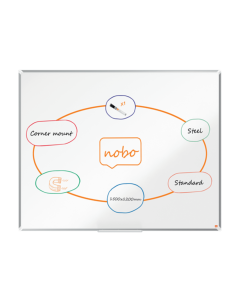 Tabla NOBO Premium Plus, otel lacuit, 150x120 cm, magnetica, include marker si tavita, alb
