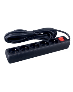 Prelungitor cu 5 prize, cablu 3 metri, cu intrerupator, Office Products - negru