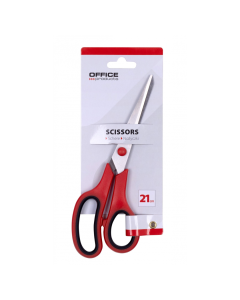Foarfeca otel ergonomica, 21cm, rubber grip, Office Products - maner rosu/negru