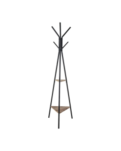 Cuier metalic  6 agatatori, 2 etajere pentru accesorii, Office Products Oslo - negru