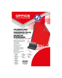 Coperta plastic PVC, 200 microni, A4, 100/top Office Products - rosu transparent