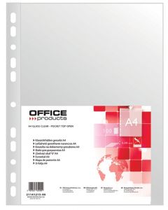 Folie protectie pentru documente A4, 40 microni, 100folii/set, Office Products - transparenta