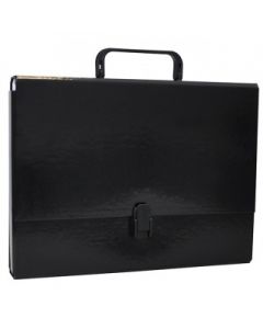 Servieta din carton laminat, A4/5cm, cu inchidere si maner, Office Products - negru