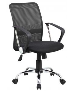 Scaun de birou, brate plastic, rotile, mesh textil/stofa, Office Products Lipsi - negru