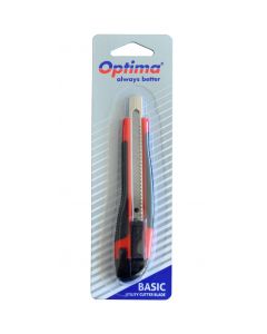 Cutter basic Optima, lama 9mm SK7, sina metalica, ABS cu rubber grip